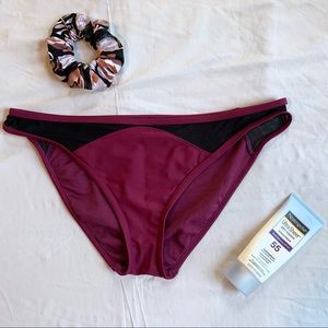 Aubergine Mesh Panel Bikini Bottoms